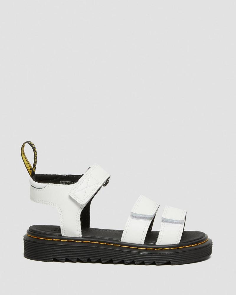 Kids' Dr Martens Junior Klaire Leather Strap Sandals White | AU 720XYU